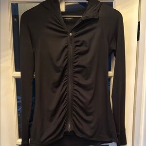 Athleta Black Ruched Zip-Up Hoodie